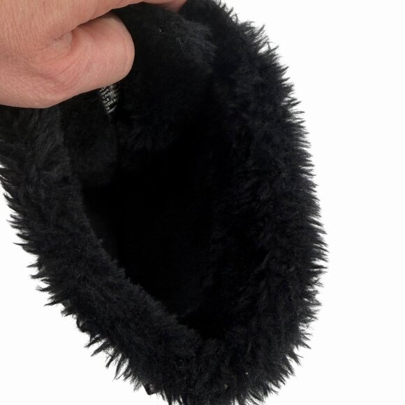 TOTES CLAUDIA BLACK QUILTED & SHINY LACE UP WINTER SNOW BOOTS W/ FAUX FUR 7 - Picture 9 of 9